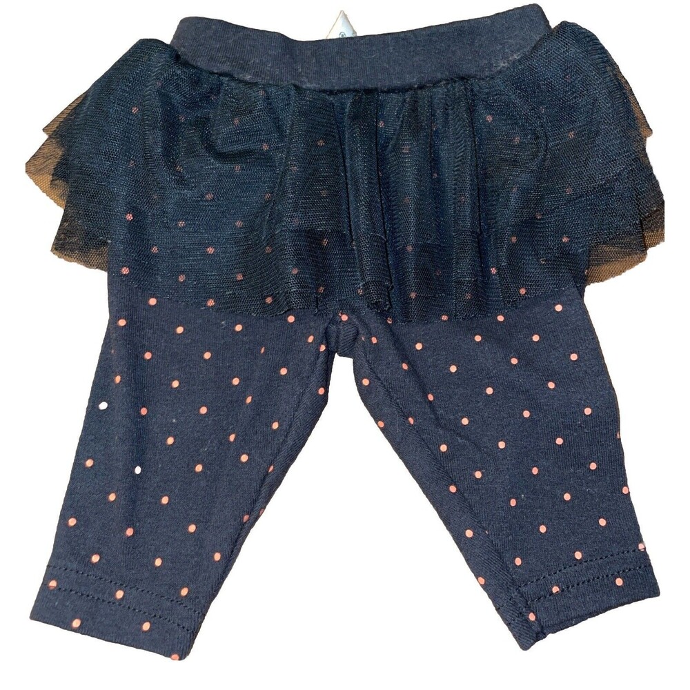 Carters Girl’s Tutu Polka Dot Leggings Newborn Baby Girls Black Pull On